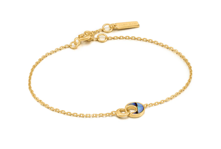 Gold Tidal Abalone Crescent Link Bracelet