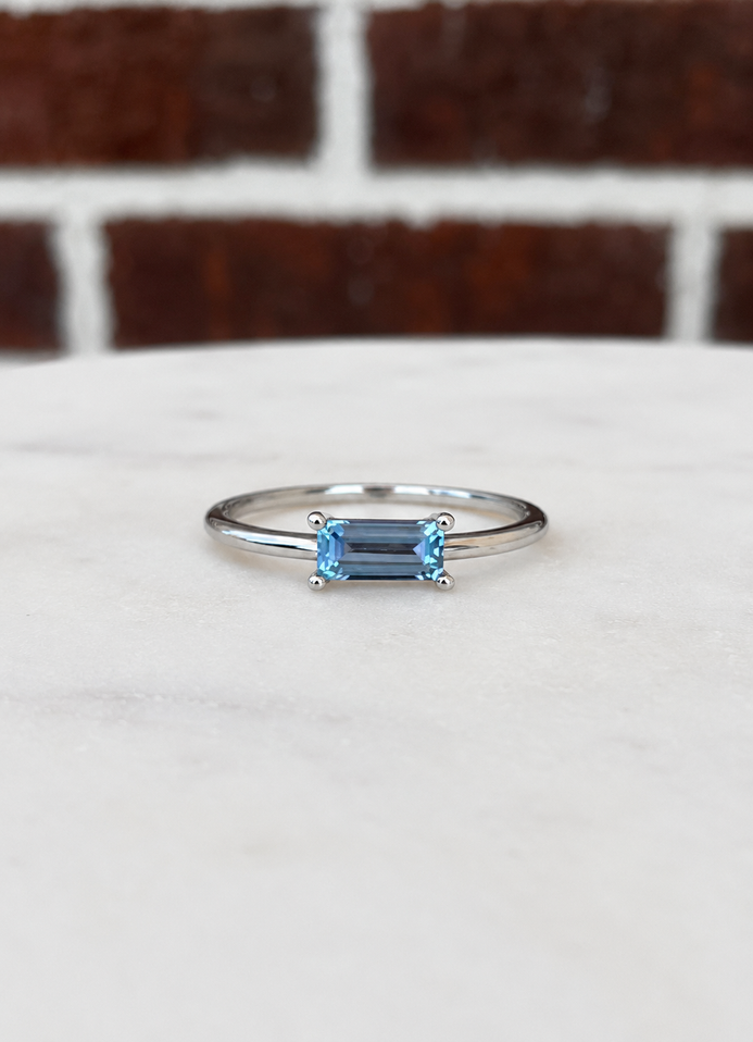 Blue Topaz Stackable Ring-14KW