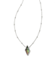 Kinsley Short Pendant Necklace in Black MOP- Rhodium Tone
