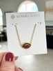Football Short Pendant Necklace in Orange Goldstone- Gold Tone