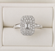 1.00cttw Emerald Cut Pave Diamond Ring- 14KW