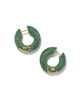 Mikki Pave Hoop Earrings in Green Crystal- Gold Tone