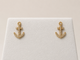 Diamond Anchor Stud Earrings- 14KY