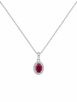 Ruby Pendant with Diamond Halo Necklace