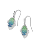 Lee Petal Framed Drop Earrings in Aqua Ombre Drusy- Rhodium Tone