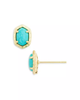 Daphne Stud Earrings in Variegated Turquoise- Rhodium Tone