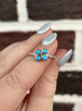 Four Stone Turquoise and Diamond Ring- 14KY