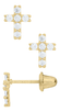 Children's Cross Stud Earrings with CZ -14KY