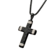 Carved Steel Cross Pendant Necklace with Lab Grown Diamonds