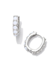Chandler Huggie Earrings in White Opalite Mix- Rhodium Tone
