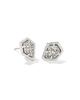 Framed Tessa Stud Earrings in Platinum Drusy- Rhodium 