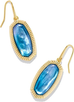 Dani Ridge Frame Drop Earrings in Indigo Watercolor Illusion- Gold Tone