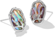 Daphne Coral Framed Stud Earrings in Abalone Shell- Rhodium Tone