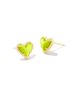 Ari Heart Stud Earrings in Chartreuse Magnesite- Gold Tone