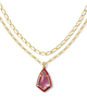 Camry Enamel Framed Multi Strand Necklace in Azalea Illusion- Gold Tone