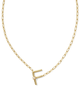 Pearl Letter "F" Pendant Necklace in White Pearl- Gold Tone