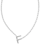 Pearl Letter "F" Pendant Necklace in White Pearl- Rhodium Tone