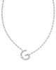 Pearl Letter "G" Pendant Necklace in White Pearl- Rhodium Tone
