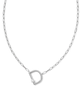 Pearl Letter "D" Pendant Necklace in White Pearl- Rhodium Tone