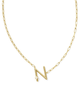 Pearl Letter "N" Pendant Necklace in White Pearl- Gold Tone