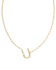 Pearl Letter "U" Pendant Necklace in White Pearl- Gold Tone