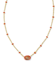 Mini Elisa Enamel Framed Pendant Necklace in Variegated Orange Magnesite- Gold Tone