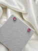 4mm Created Pink Sapphire Stud Earrings- 14KY