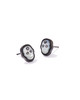 Skeleton Stud Earrings in Ivory MOP- Gunmetal Tone