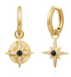 Gold Astrolabe Charm Huggie Earrings (E059-20G)