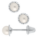 Pearl Stud Earrings with Halo-Sterling Silver 