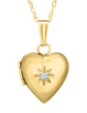 Engravable Heart Locket Necklace with Diamond-14KY