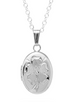 Oval Floral Engraved Locket Necklace- Sterling Silver 
