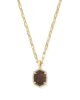 Daphne Pave Frame Pendant Necklace in Smoky Quartz- Gold Tone