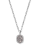 Daphne Pave Frame Pendant Necklace in Platinum Drusy- Rhodium Tone