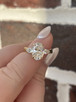 3.65cttw Lab Grown Oval and Pear Three Stone Engagement Ring- 14KY