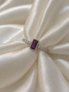 Amethyst and Diamond Stackable Ring - 14KW