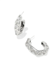 Holland Hoop Earring in White Crystal- Vintage Silver