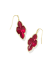 Abbie Pave Frame Drop Earring in Cranberry Illusion- Gold Tone