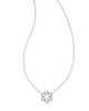 Snowflake Pendant Necklace in White Opal- Rhodium Tone