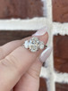 3.57cttw Lab Grown Three Stone Oval Engagement Ring- 14KW