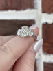 3.57cttw Lab Grown Three Stone Oval Engagement Ring- 14KW