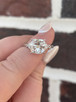 4.60cttw Lab Grown Square Cushion with Trillion Sides Three Stone Engagement Ring- 14KW