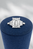 3.82cttw Lab Grown Emerald Cut Three Stone Engagement Ring- 14KW