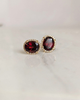 .35cttw Garnet and Diamond Halo Stud Earrings- 14KY