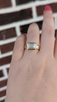 3.09cttw Lab Grown Bezel Set East to West Emerald Cut Engagement Ring- 14KY