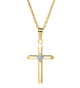 Single Diamond Cross Pendant Necklace- Gold Filled