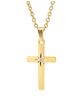 Single Diamond Flat Cross Necklace- Gold Filled