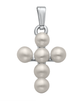 Large Pearl Cross Pendant Necklace- Sterling Silver