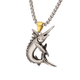 Antiqued Matte Finish Steel Marlin Pendant Necklace