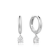 Silver Drop Solitaire Huggie Earrings- Sterling Silver (E061-08H)